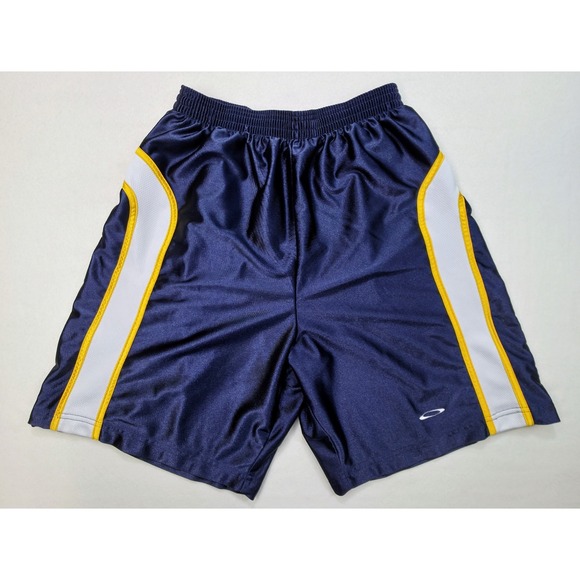 Vintage Oakley Dazzle Basketball Shorts Blue‎ Gold White Smooth Feel XL Fitness - Picture 1 of 5